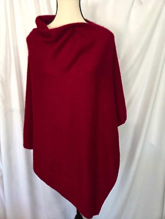 Overland Sweaters - Overland Women's Burgundy Draped Poncho Sweater